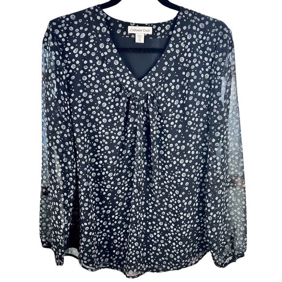 Coldwater Creek Blouse XS Tunic Long Sheer Sleeve Flowy Chiffon Career Travel - Picture 1 of 12